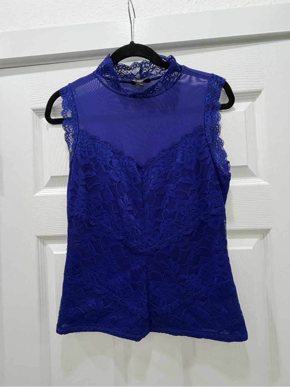Guess Royal Blue Lace Mock Neck Camisole